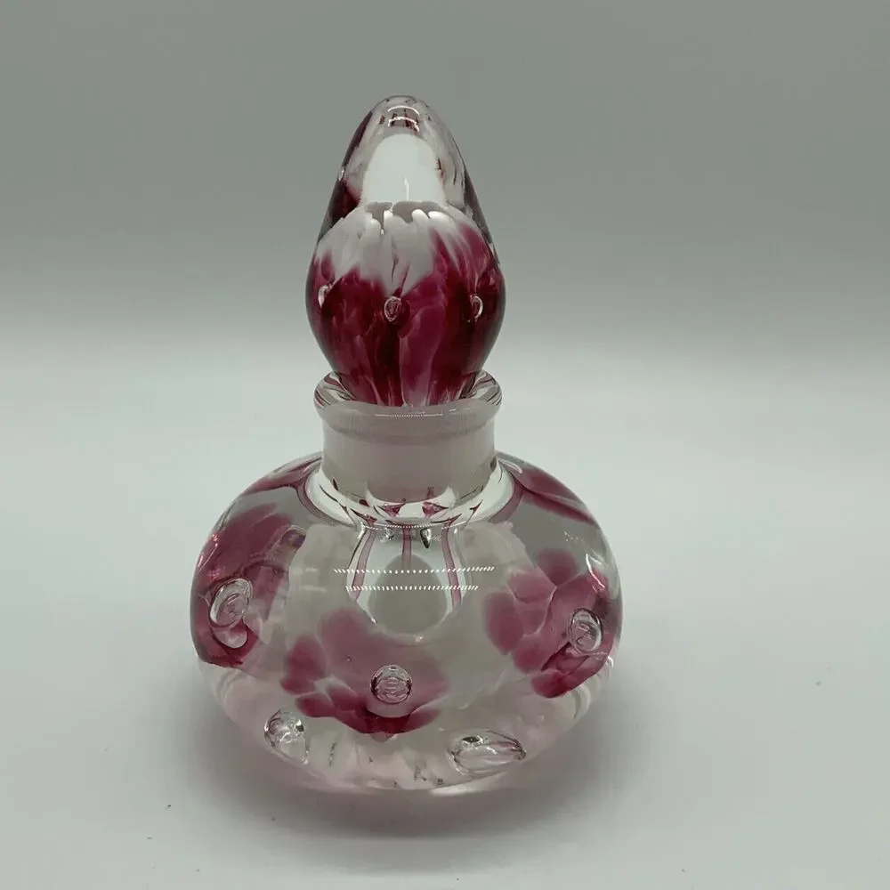 Vtg Joe Rice Perfume Bottle Cranberry Trumpet Flower Bullicanti - Picture 1 of 12